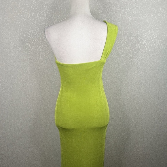 Lulus Becoming Bold Lime Green Cutout One Shoulder Midi Dress Size Small - Picture 8 of 11